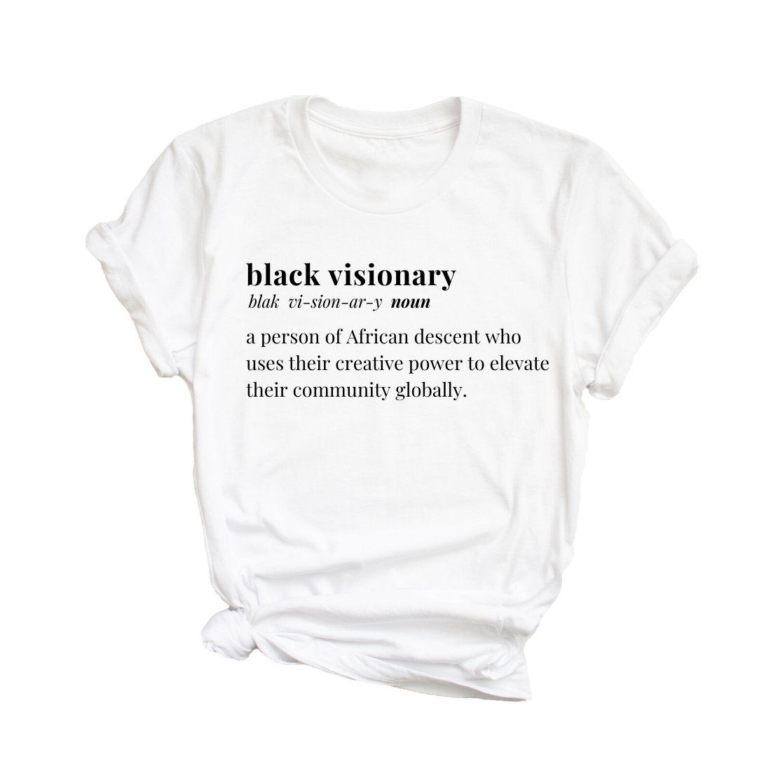 Black Visionary Unisex T-Shirt- White