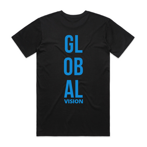 Global Vision Kid's T-Shirt- BLACK WITH BLUE PRINT